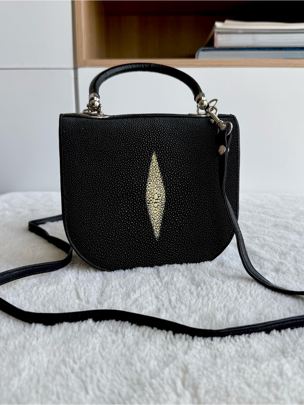 Stingray Black Leather Mini Purse